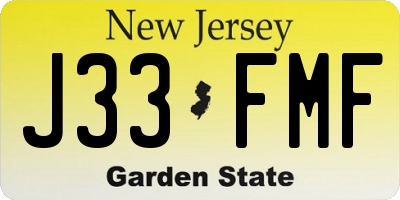 NJ license plate J33FMF