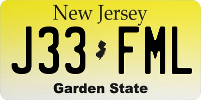 NJ license plate J33FML