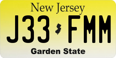NJ license plate J33FMM