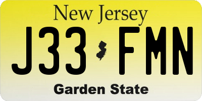 NJ license plate J33FMN