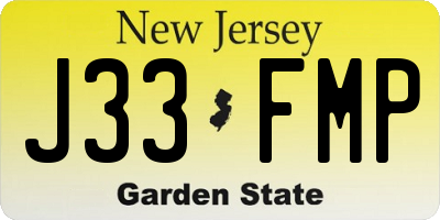 NJ license plate J33FMP
