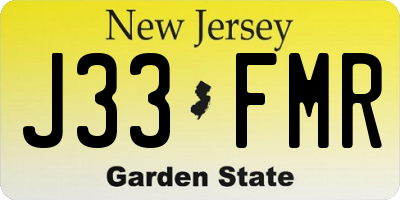 NJ license plate J33FMR