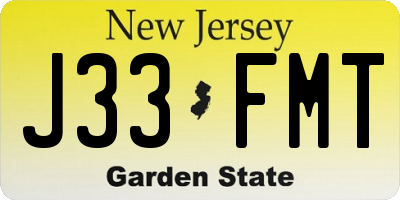 NJ license plate J33FMT