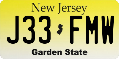 NJ license plate J33FMW
