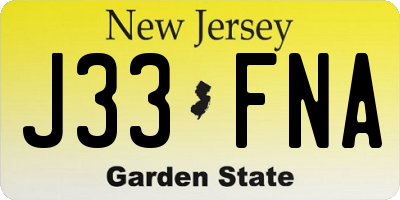 NJ license plate J33FNA