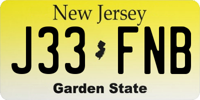 NJ license plate J33FNB