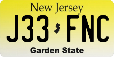 NJ license plate J33FNC