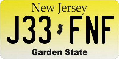 NJ license plate J33FNF