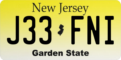 NJ license plate J33FNI