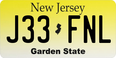 NJ license plate J33FNL
