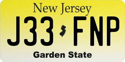 NJ license plate J33FNP
