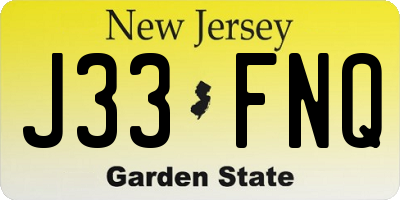 NJ license plate J33FNQ