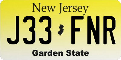 NJ license plate J33FNR