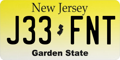 NJ license plate J33FNT