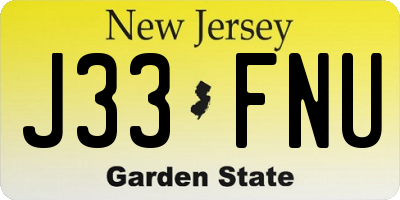 NJ license plate J33FNU