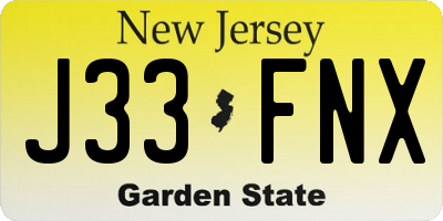NJ license plate J33FNX