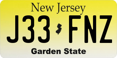 NJ license plate J33FNZ