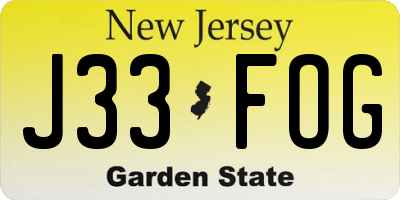 NJ license plate J33FOG