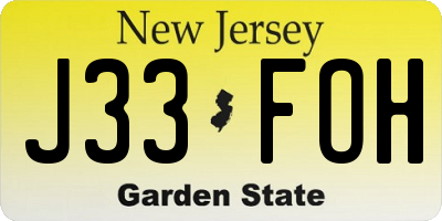 NJ license plate J33FOH