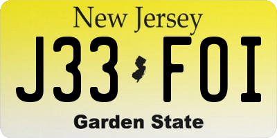 NJ license plate J33FOI