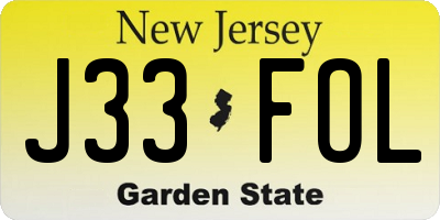 NJ license plate J33FOL