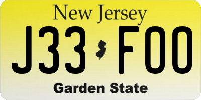 NJ license plate J33FOO