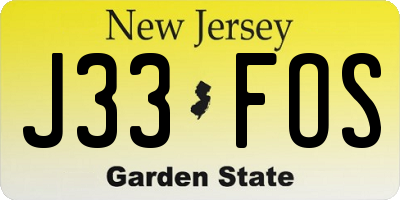 NJ license plate J33FOS