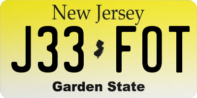 NJ license plate J33FOT