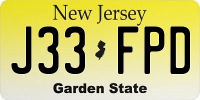 NJ license plate J33FPD