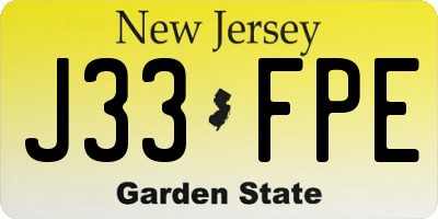 NJ license plate J33FPE