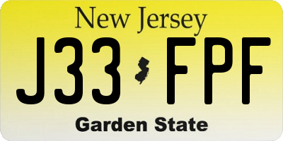 NJ license plate J33FPF