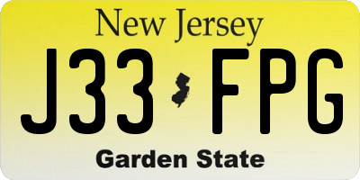 NJ license plate J33FPG