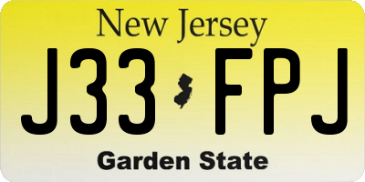 NJ license plate J33FPJ