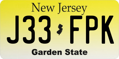 NJ license plate J33FPK