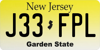 NJ license plate J33FPL
