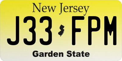 NJ license plate J33FPM