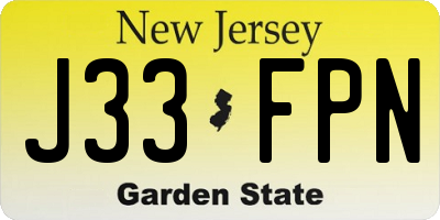 NJ license plate J33FPN