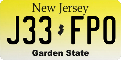 NJ license plate J33FPO