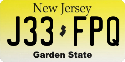 NJ license plate J33FPQ