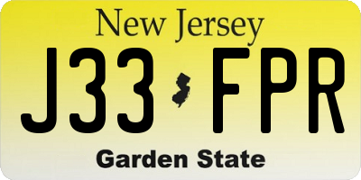 NJ license plate J33FPR