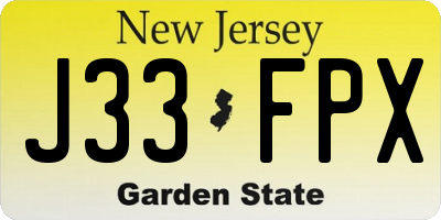 NJ license plate J33FPX