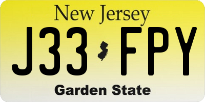 NJ license plate J33FPY
