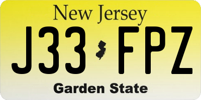 NJ license plate J33FPZ