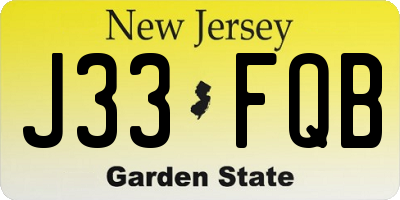 NJ license plate J33FQB