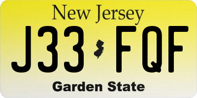 NJ license plate J33FQF