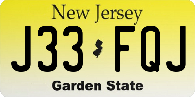 NJ license plate J33FQJ