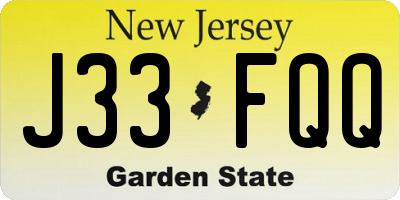 NJ license plate J33FQQ