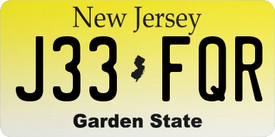 NJ license plate J33FQR