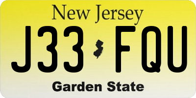 NJ license plate J33FQU