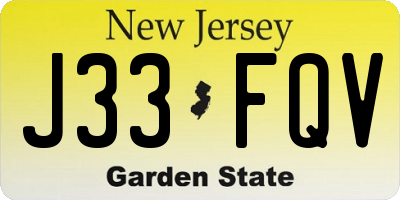 NJ license plate J33FQV